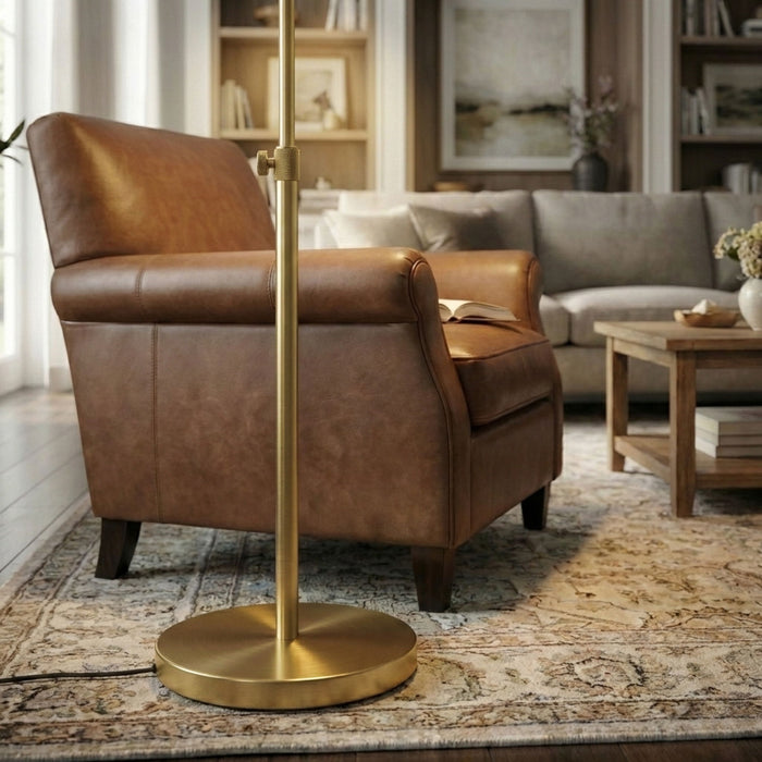 Verve - Floor Lamp With On / Off Switch Adjustable LED Round Base - Gold Ashcroft Furniture
