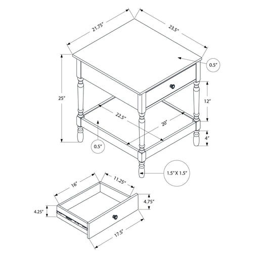 Accent - Table, 2 Tier, Square, Traditional - Walnut 8th Street