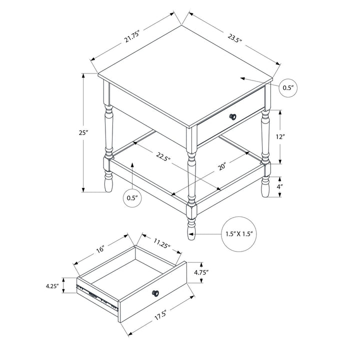 Accent - Table, 2 Tier, Square, Traditional - Walnut 8th Street