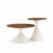 2 Piece Round Coffee Table Set - Walnut / White Home Essentials