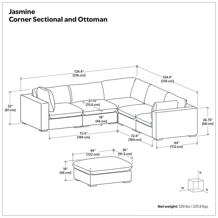Jasmine - Handcrafted Sofa And Ottoman Simpli-Home