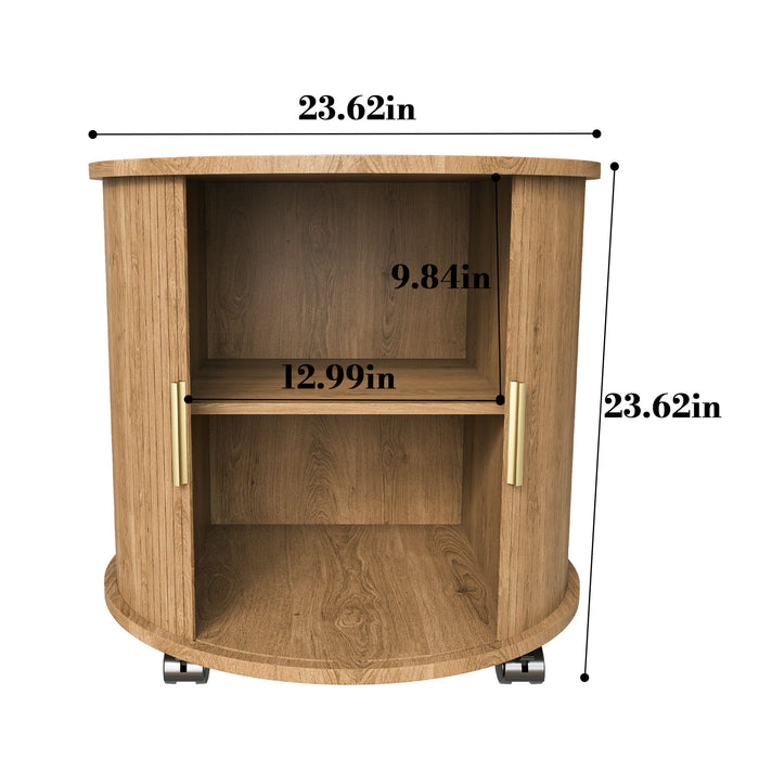 Cylinder Nightstand With Charging Station & Sliding Door Home Essentials