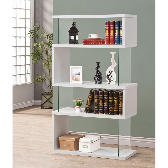 Elias - 4 Shelf Bookshelf With Zigzag Design Furniture Max