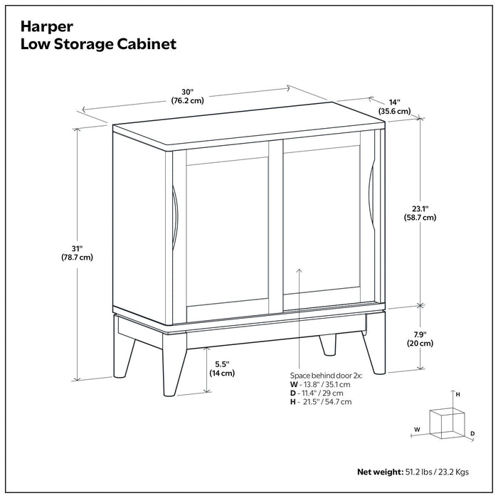 Harper - Low Storage Cabinet - Black Simpli-Home