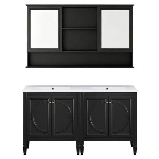 Double Sink Bathroom Vanity Set With Wall Mount Mirror Cabinet Noble House