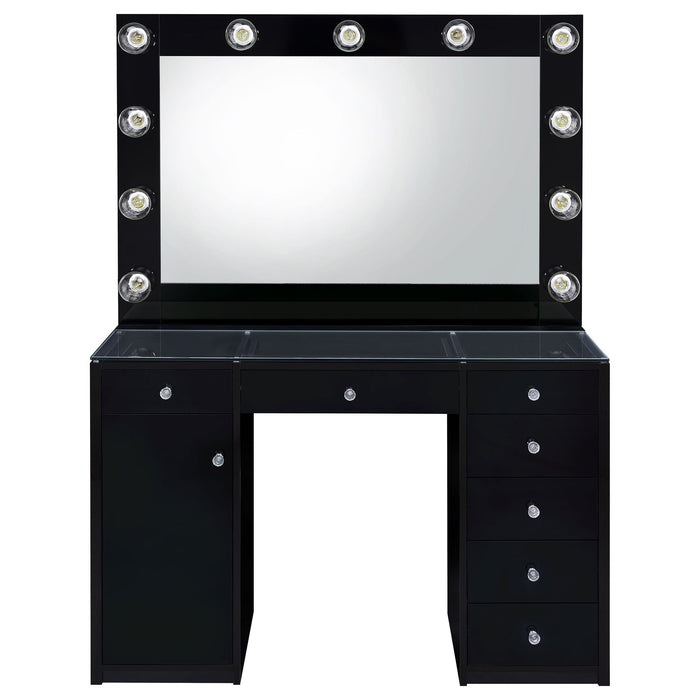 Fern - 7 Drawer Vanity Set With Mirror And Globe Lights Furniture Max