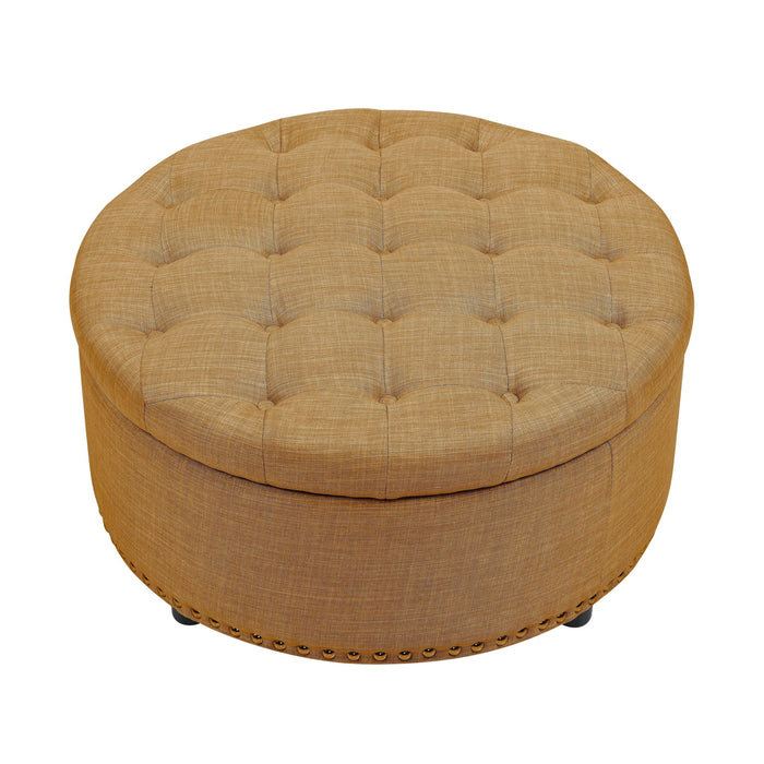 Tufted Storage Ottoman With Upholstery Home Essentials