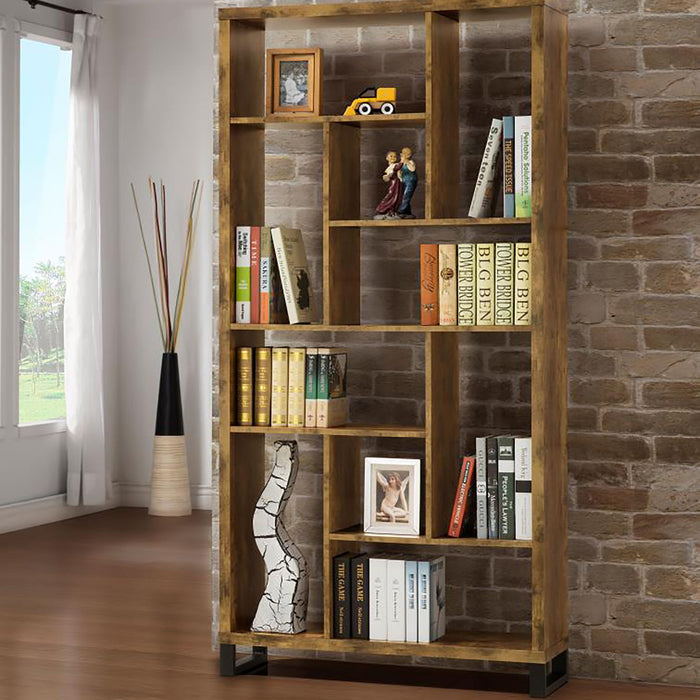 6 Tier Rectangular Bookcase With Accents - Brown Furniture Max