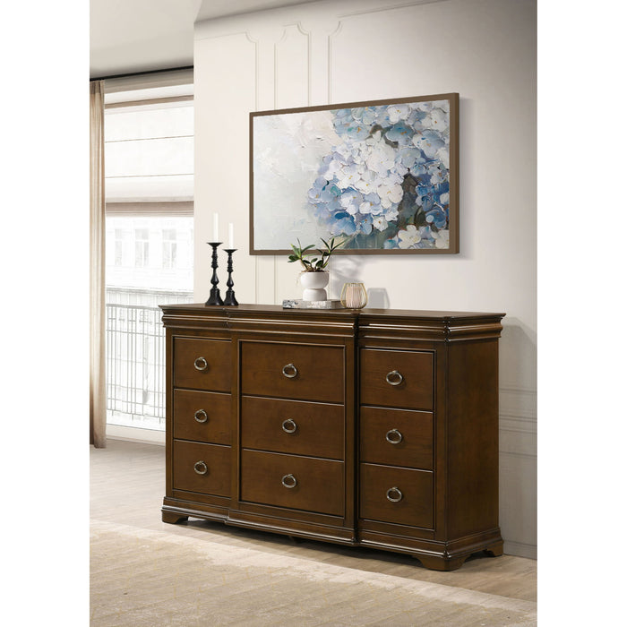 Leonide - 9 Drawer Dresser - Cherry Furniture Max