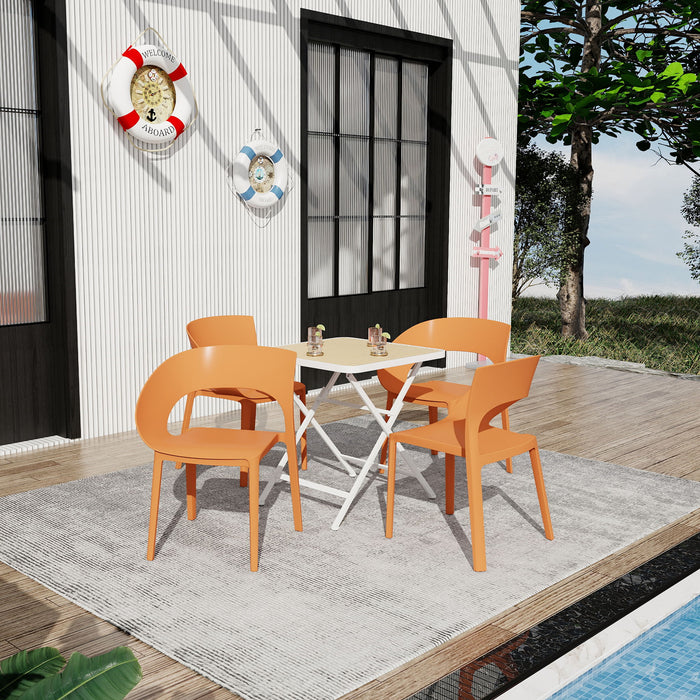 4 Piece Set Of Modern Designed Single Chairs With Folding Square Table Home Essentials