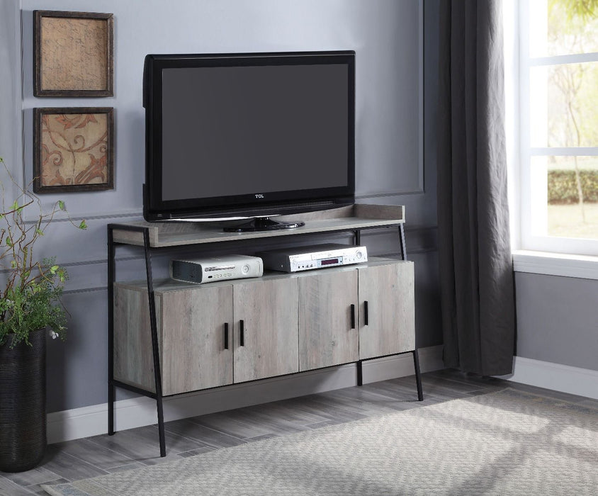 Samiya - TV Stand - Gray Oak & Black ACME