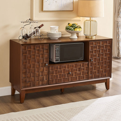 TV Stand With 3D Wood Texture - Brown Home Essentials