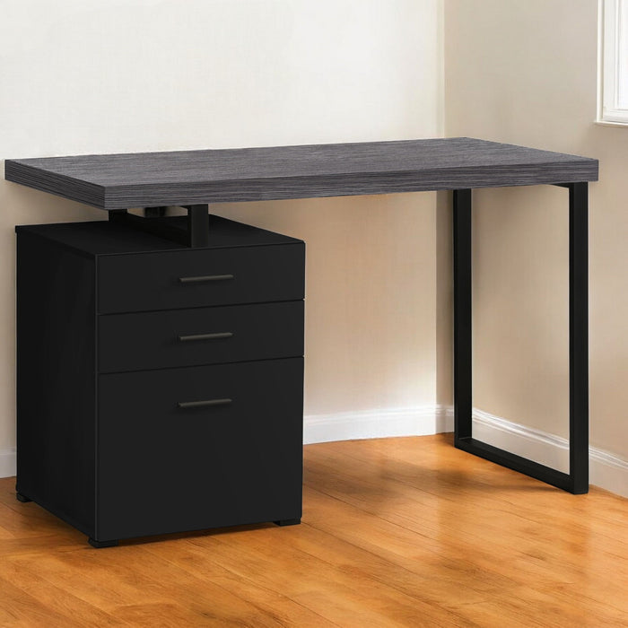 23.8" x 47.3" x 30" Computer Desk With Three Drawers - Gray And Black