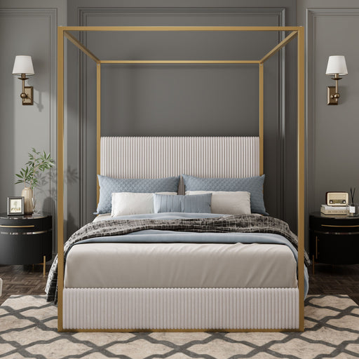 Luxury Canopy Bed With Upholstered Headboard Hearth and Haven
