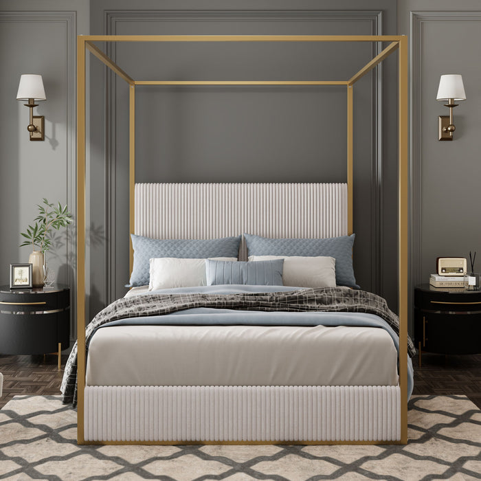Luxury Canopy Bed With Upholstered Headboard Hearth and Haven