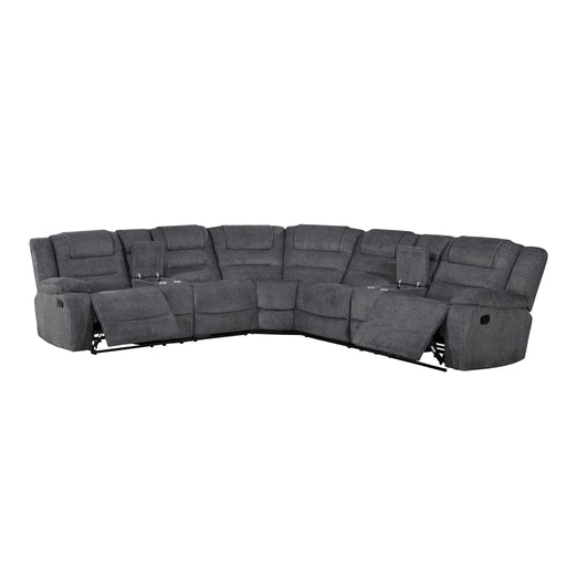 Redondo - 3 Piece Manual Sectional (2 Loveseats & Wedge) - Dark Gray New Classic
