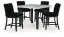 Mervannie - 5 Pc. - Counter Height Dining Table And 4 Barstools - Gray / Black Signature Design by Ashley®
