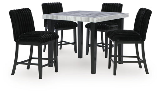 Mervannie - 5 Pc. - Counter Height Dining Table And 4 Barstools - Gray / Black Signature Design by Ashley®