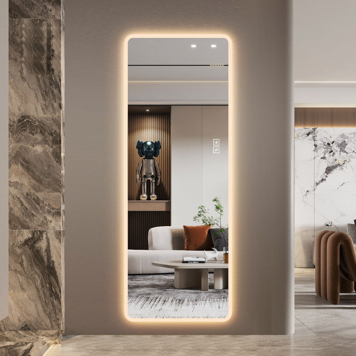 LED Full Length Mirror With Frosted Edge Lighting, 3 Color Temperatures Daily Nest