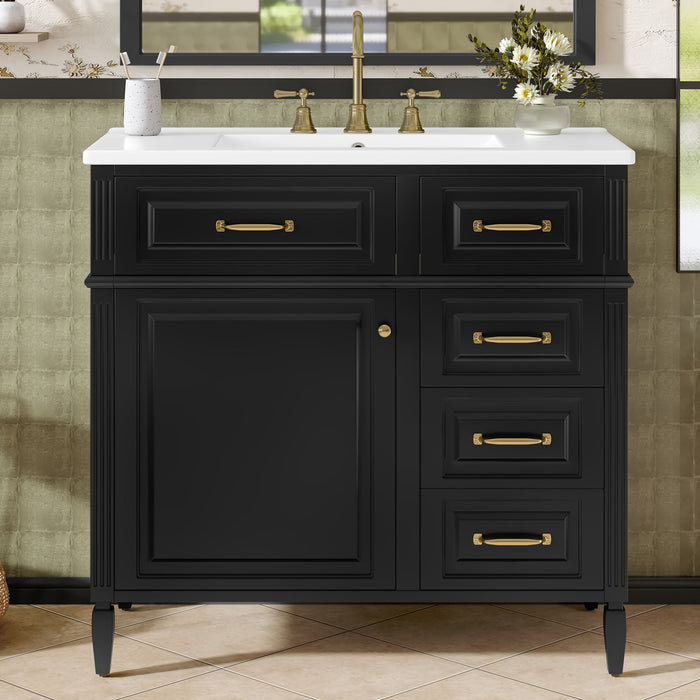 Modern Bathroom Vanity With Sink Top, Flip Drawer Design Hearth and Haven