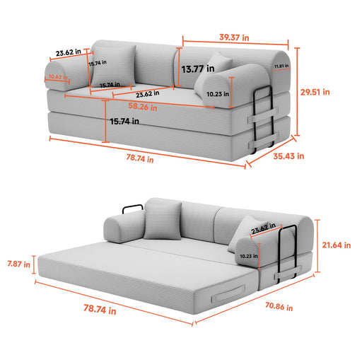 Convertible Sleeper Sofa Bed, Folding Mattress Couch - Light Camel Home Essentials