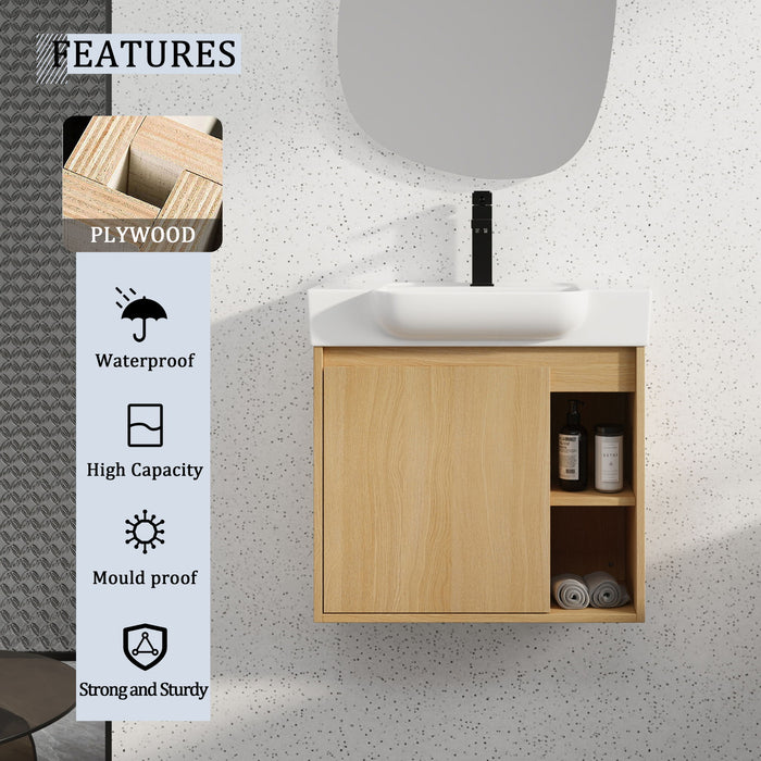 Wall Mounted Bathroom Vanity With Sink & Soft Close Door Home Essentials