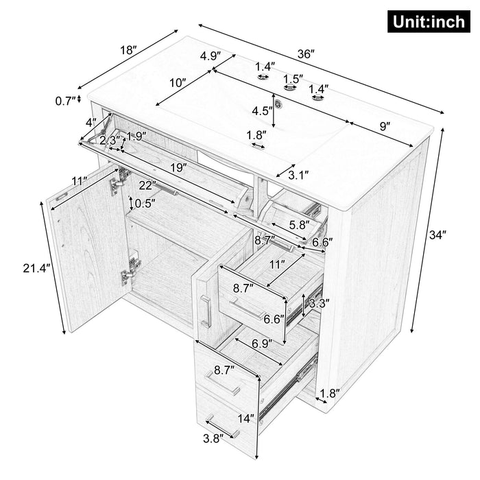 Bathroom Vanity & Sink, Soft Close Doors & Drawers - Wood Hearth and Haven