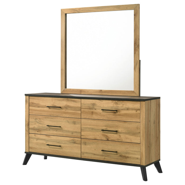 Georgina - 6 Drawer Dresser With Mirror - Natural Wood Furniture Max