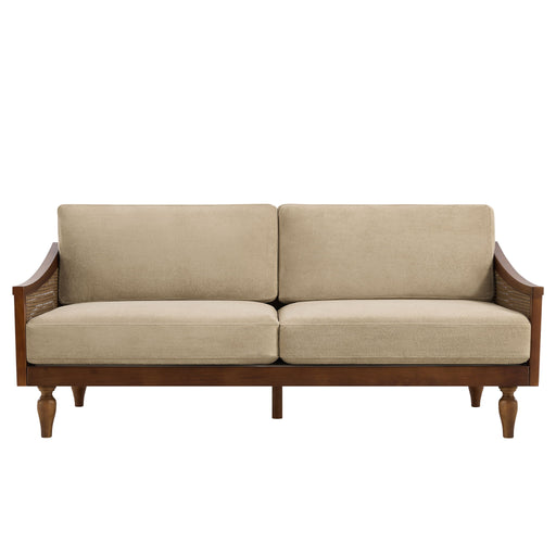 3 Seater Sofa With Rattan Armrests Noble House