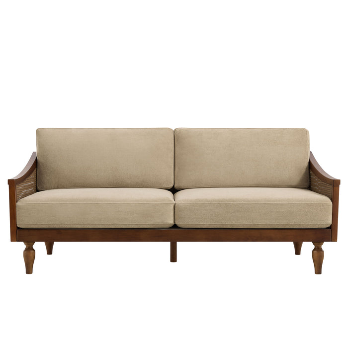 3 Seater Sofa With Rattan Armrests Noble House