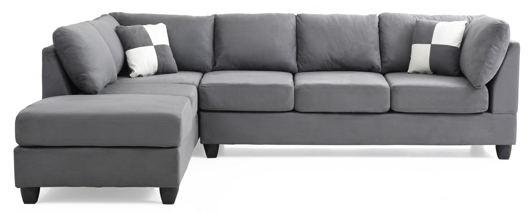 Glory Furniture Malone Sectional (3 Boxes), Gray - Microfiber