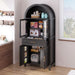 Arched Kitchen Pantry Cabinet With Adjustable Shelves And Barn Door Design Home Essentials