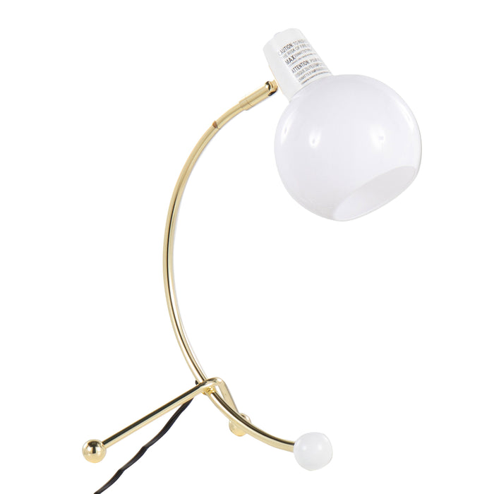 Eileen Contemporary Task Lamp In Gold Metal And White Plastic Shade By Lumisource