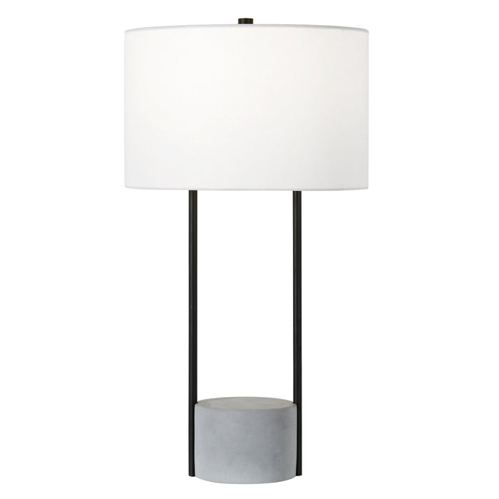 Concrete Table Lamp With White Drum Shade - Gray And Black