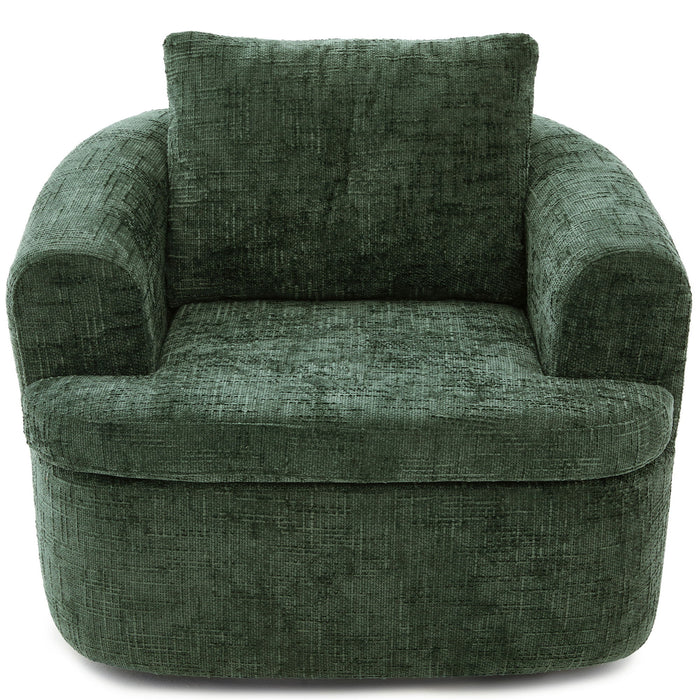 Modern Swivel Barrel Chair With Dual-Layer Cushion