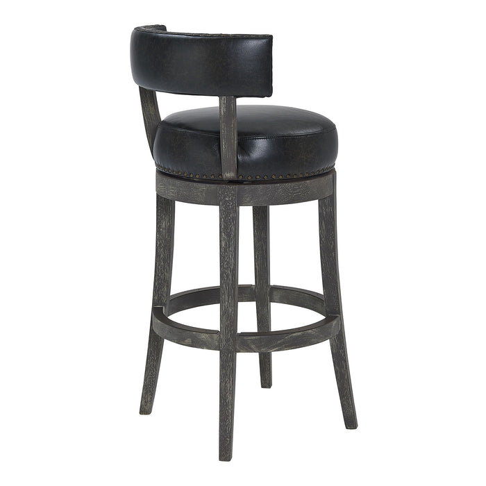 Solid Wood Swivel Low Back Bar Height Bar Chair - Onyx And Gray