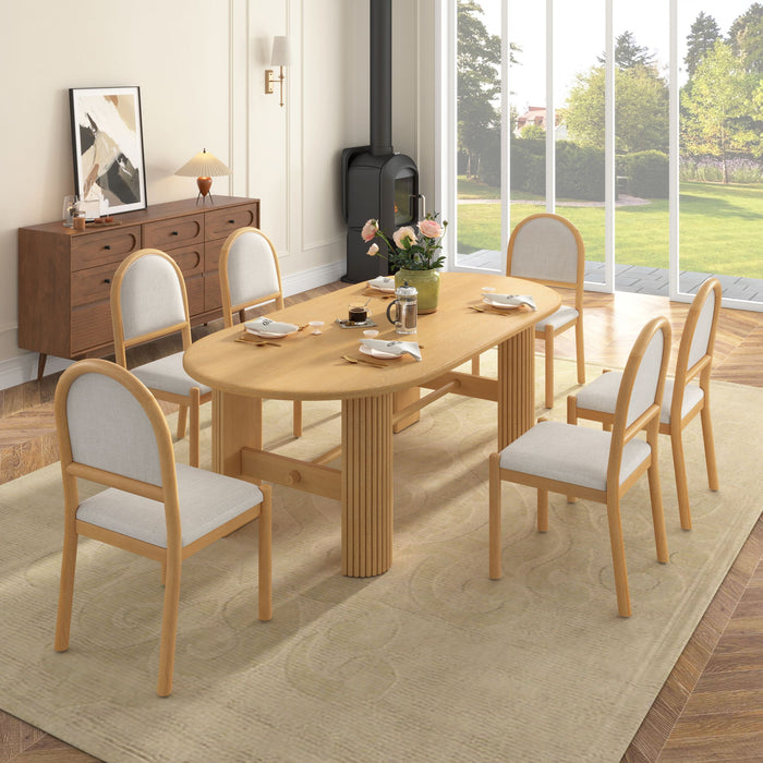 Oval Dining Table Set For 6 With 6 Upholstered Chairs Hearth and Haven