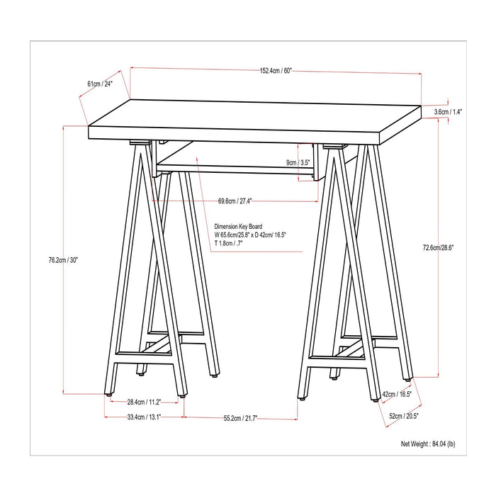 Sawhorse - Handcrafted Solid Desk Simpli-Home