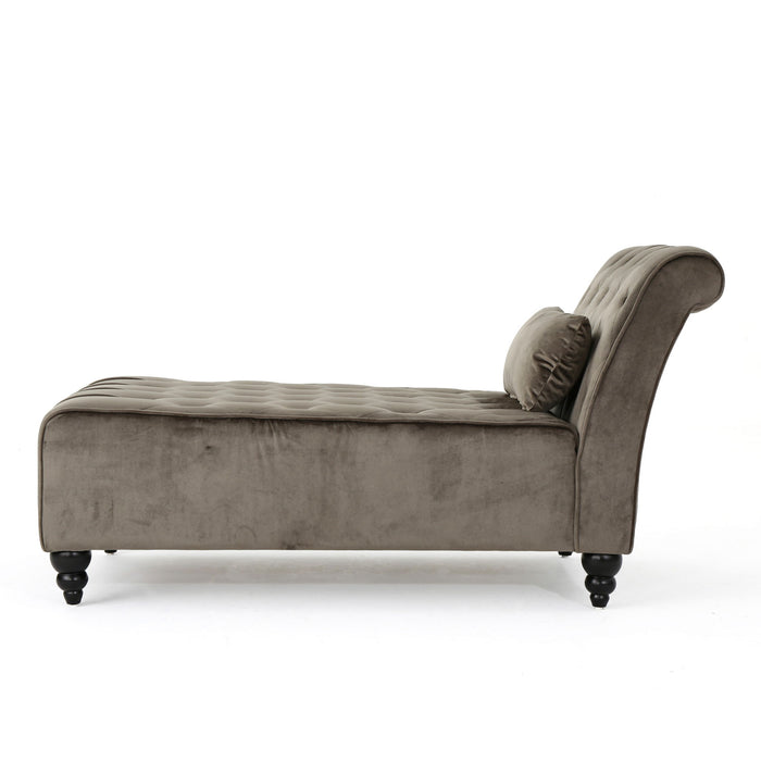 Ethereala - Upholstered Velvet Chaise Lounge With Button Tufted
