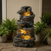 6 Tier Cascading Stone Water Fountain With LED Lights - Gray Patioseek