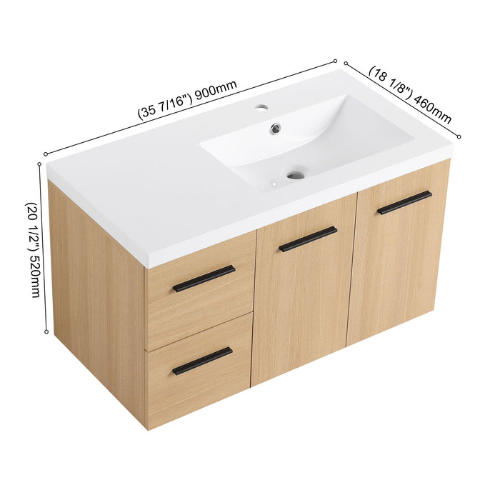 Wall Mounted Floating Bathroom Vanity With Sink, Door & Drawers Modular Cabinet Home Essentials