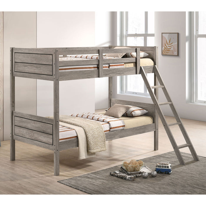 Brenton - Twin Over Twin Bunk Bed With Ladder - Taupe Furniture Max