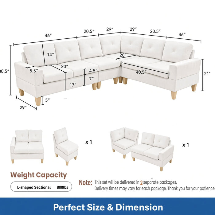 Modular L - Shaped Sectional Sofa 6 Seater 4 Piece Couch With Chaise Home Essentials