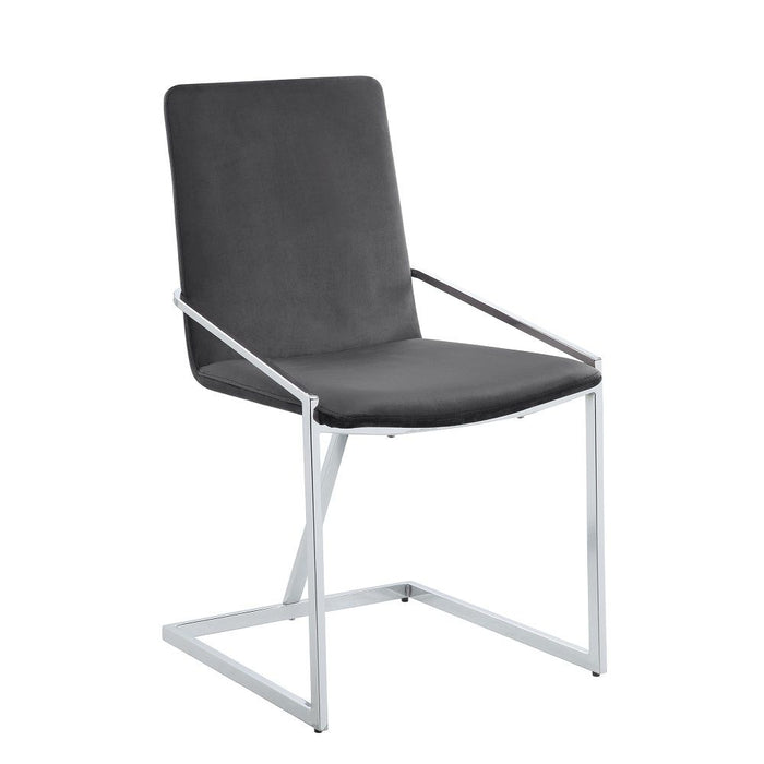 Zlatan - Side Chair Set of 2) - Gray Velvet & Chrome