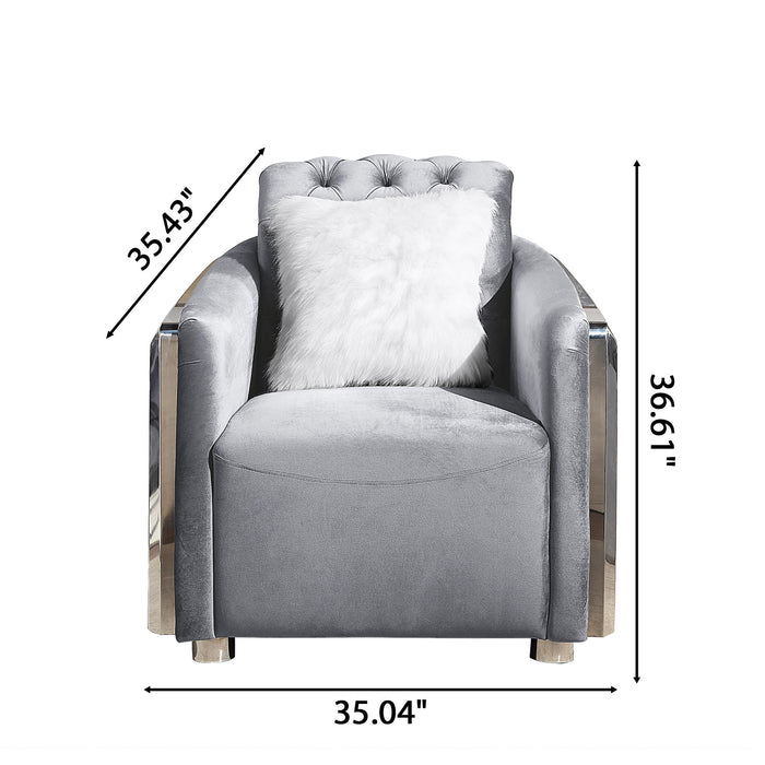 Accent Chair With Button Tufted Diamond Grid & 1 Pillow For Living Room Home Essentials
