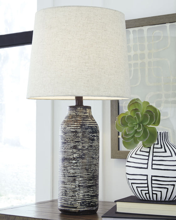 Mahima - Paper Table Lamp (Set of 2) - Black / White Signature Design by Ashley®