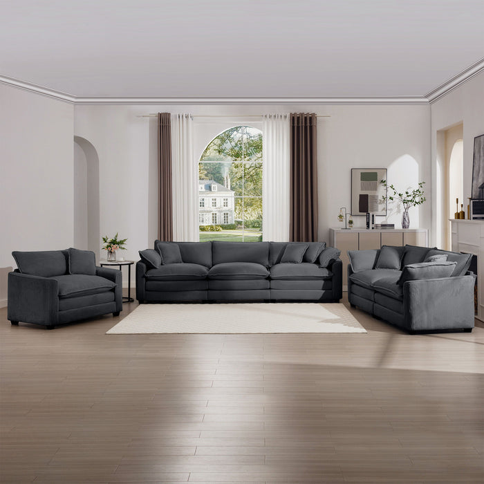 Elegant Corduroy Oversized Sectional Sofa Set With Deep Seats And Flexible Layout