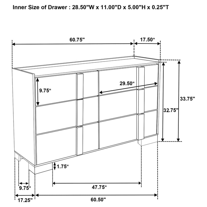 Lincoln - 6 Drawer Dresser - Natural / White Furniture Max