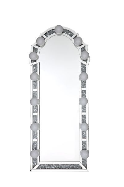 Noralie - 63" Accent Floor Mirror - Mirrored & Faux Diamonds ACME