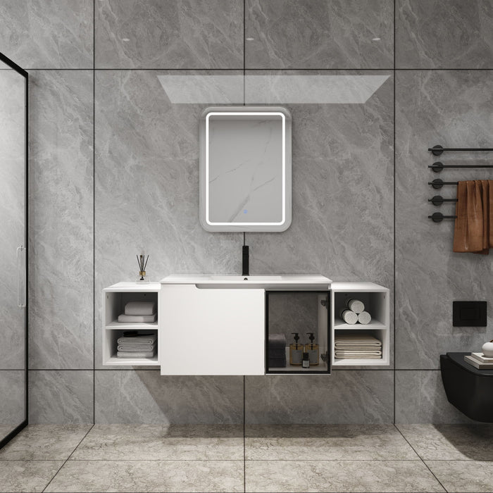 Wall Mounted Bathroom Vanity With Sink, Cabinet & Half Door Home Essentials